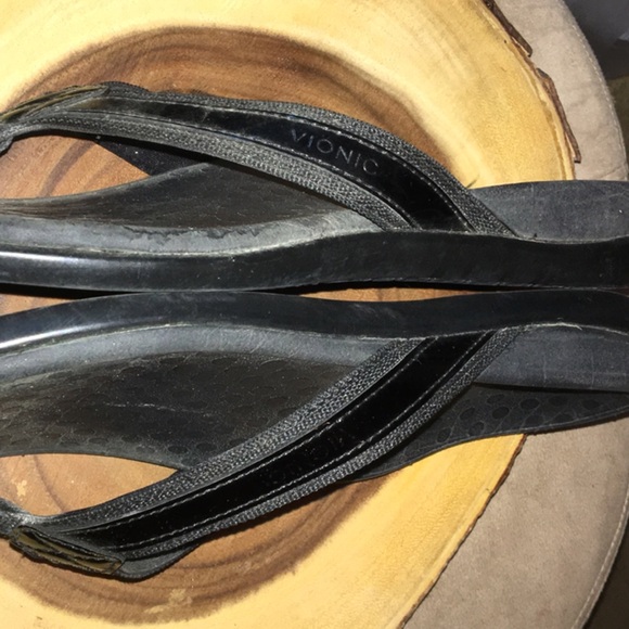 VIONIC TIDE II Patented Black Leather Orthotic 🩴 Sandals SZ 9 - Picture 5 of 7